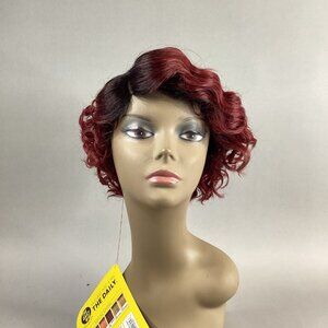Sylvie Short Wavy #DR2/Cinnamon Wine Burgundy Premium Synthetic Lace Part Wig